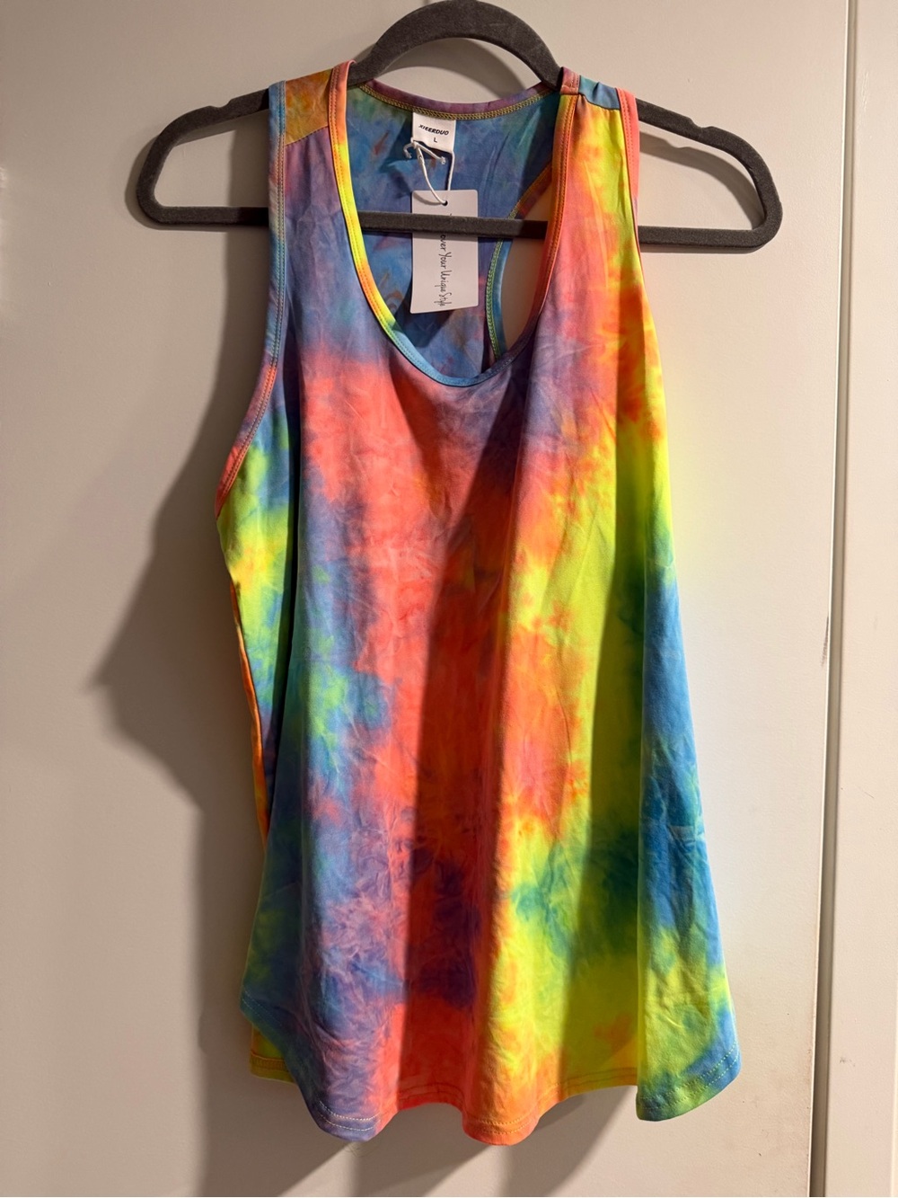 Neon Tie-Dye Scoop Neck Tank Top - Multi Color